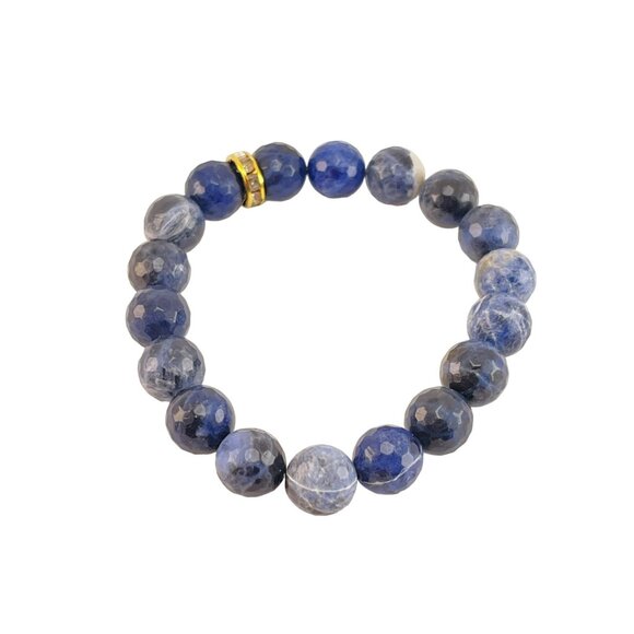 Sisco Berluti Sodalite Stretch Bracelet Facited Stones with Rhinestone Accent - Picture 4 of 9